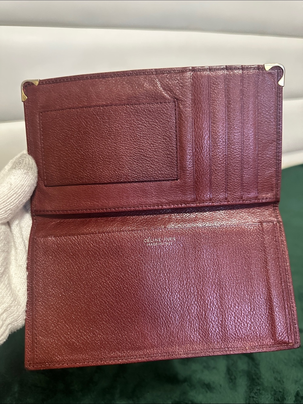 Celine Vintage Burgundy Leather Bifold Long Wallet - Picture 9 of 15
